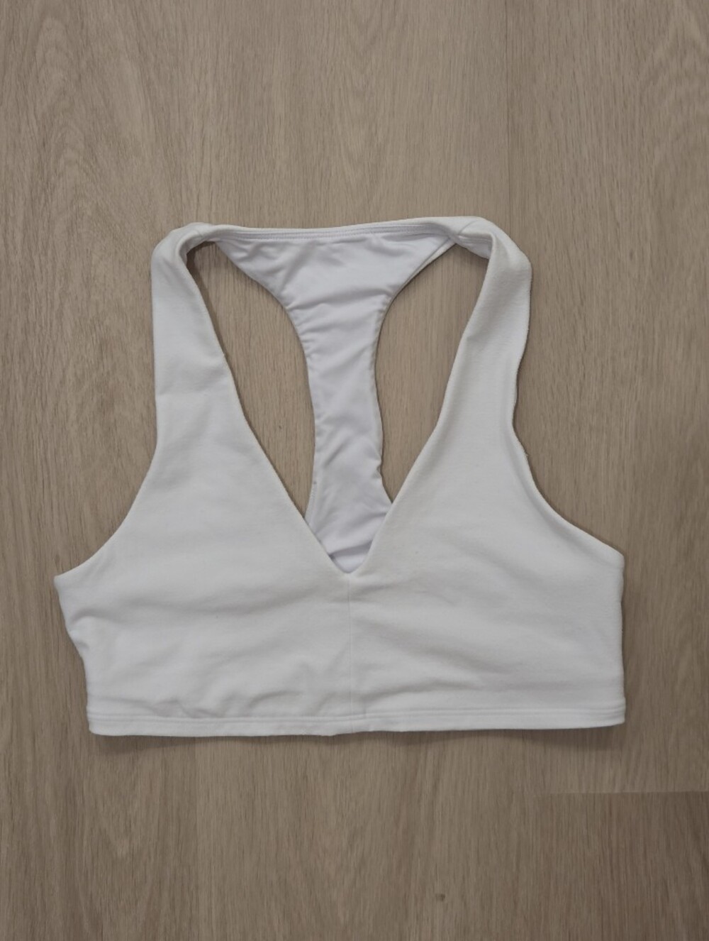 ALO Yoga White Racerback V-Neck Sports Bra